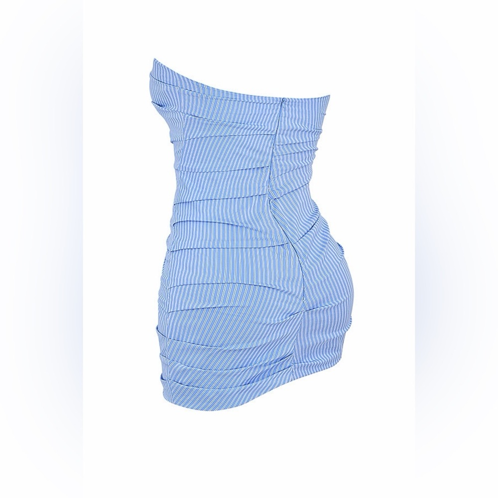 NWT Mistress Rocks Striped Ruffle Mini Dress Blue Size Small - Picture 9 of 10